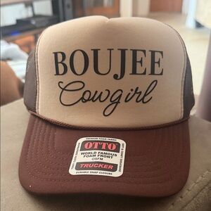 OTTO Boujee Cowgirl Trucker Hat - Brown & Cream